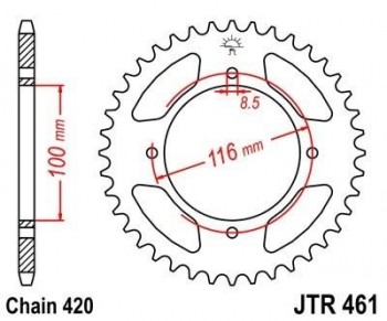 Corona JT 461 de acero con 48 dientes