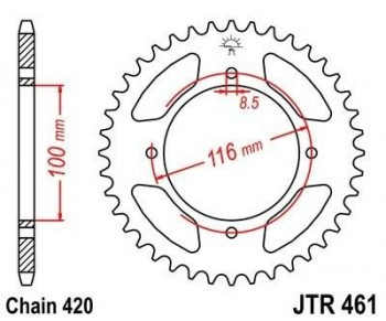 Corona JT 461 de acero con 53 dientes