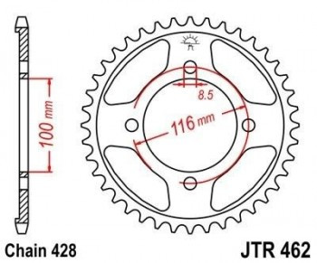 Corona JT 462 de acero con 50 dientes