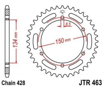 Corona JT 463 de acero con 48 dientes