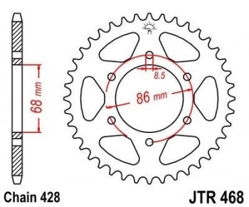 Corona JT 468 de acero con 36 dientes