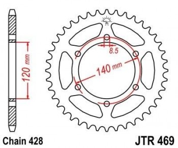 Corona JT 469 de acero con 44 dientes