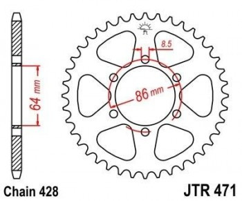 Corona JT 471 de acero con 45 dientes