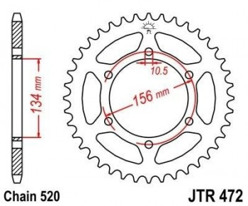 Corona JT 472 de acero con 40 dientes