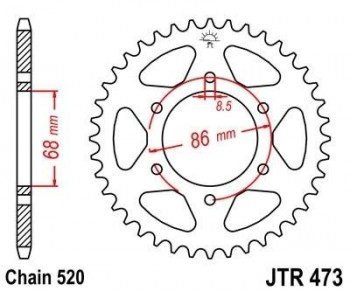 Corona JT 473 de acero con 37 dientes
