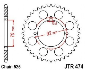 Corona JT 474 de acero con 48 dientes