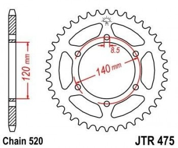 Corona JT 475 de acero con 40 dientes