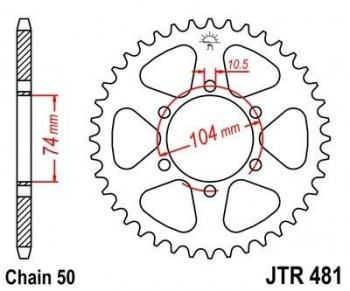 Corona JT 481 de acero con 40 dientes