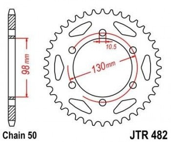 Corona JT 482 de acero con 47 dientes