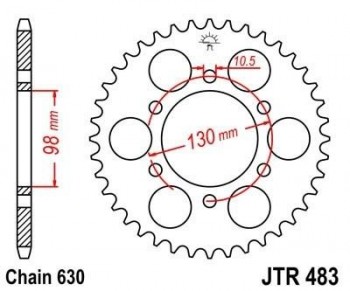 Corona JT 483 de acero con 33 dientes