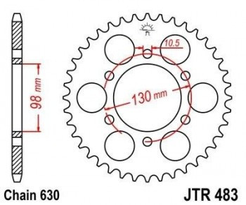 Corona JT 483 de acero con 35 dientes