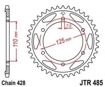 Corona JT 485 de acero con 46 dientes