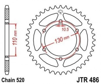 Corona JT 486 de acero con 43 dientes