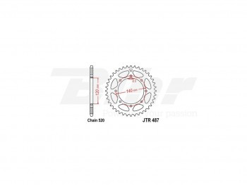 Corona JT R487 de acero con 42 dientes