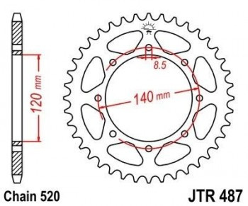 Corona JT 487 de acero con 43 dientes