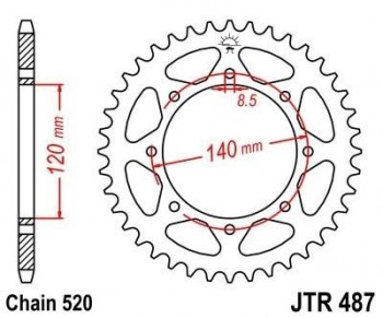 Corona JT 487 de acero con 47 dientes