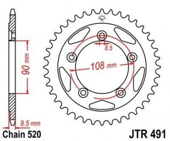 Corona JT 491 de acero con 38 dientes