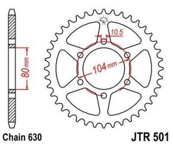 Corona JT 501 de acero con 32 dientes