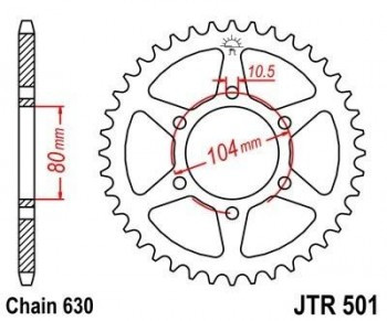 Corona JT 501 de acero con 35 dientes