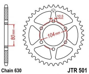 Corona JT 501 de acero con 46 dientes