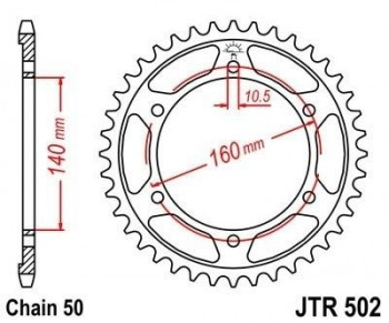 Corona JT 502 de acero con 45 dientes