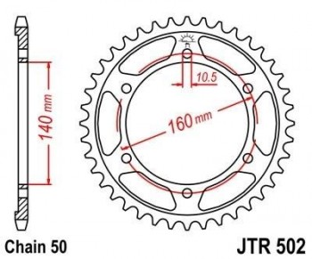 Corona JT 502 de acero con 49 dientes