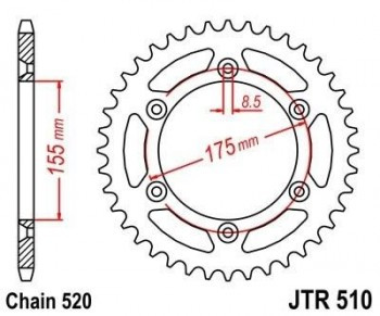 Corona JT 510 de acero con 48 dientes