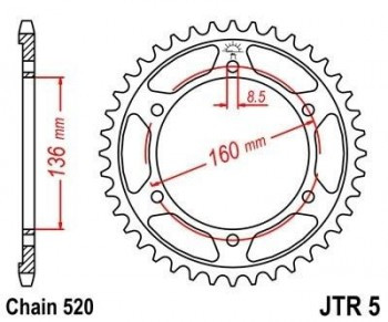 Corona JT 5 de acero con 49 dientes