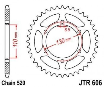 Corona JT 606 de acero con 43 dientes