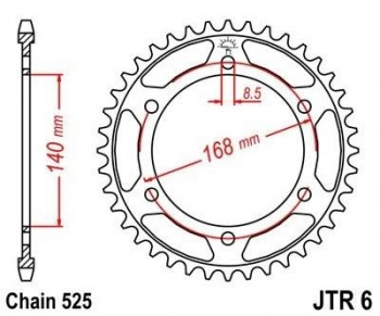 Corona JT 6 de acero con 47 dientes