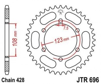 Corona JT 696 de acero con 43 dientes