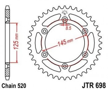 Corona JT 698 de acero con 42 dientes