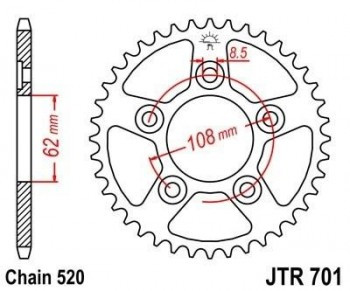 Corona JT 701 de acero con 39 dientes