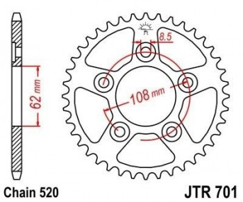 Corona JT 701 de acero con 42 dientes