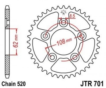 Corona JT 701 de acero con 43 dientes