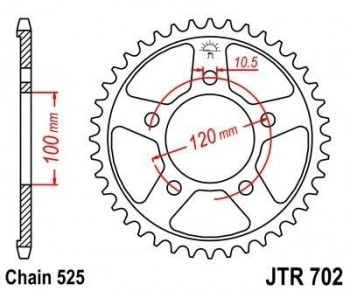 Corona JT 702 de acero con 40 dientes