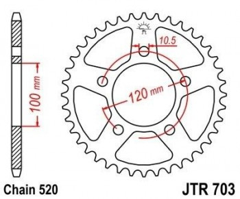 Corona JT 703 de acero con 40 dientes