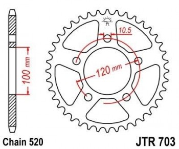 Corona JT 703 de acero con 44 dientes
