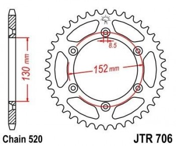 Corona JT 706 de acero con 46 dientes