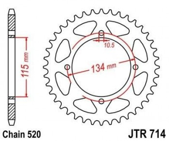 Corona JT 714 de acero con 50 dientes