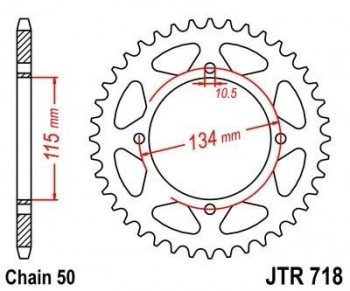 Corona JT 718 de acero con 44 dientes