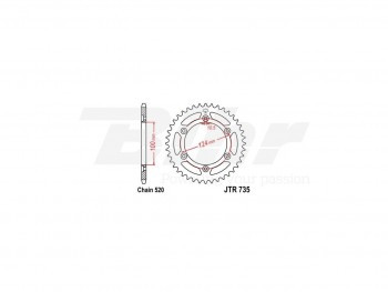 Corona JT 735 de acero con 44 dientes