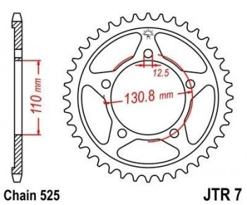 Corona JT 7 de acero con 44 dientes