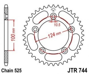 Corona JT 744 de acero con 36 dientes