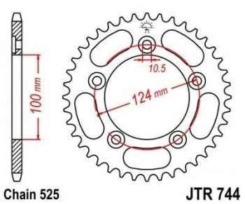 Corona JT 744 de acero con 39 dientes