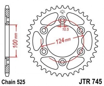 Corona JT 745 de acero con 39 dientes
