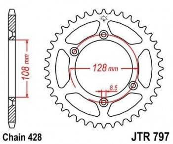 Corona JT 797 de acero con 57 dientes