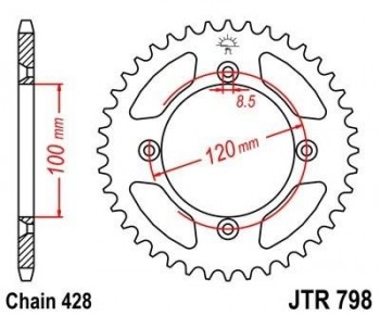 Corona JT 798 de acero con 44 dientes
