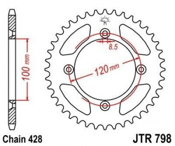 Corona JT 798 de acero con 47 dientes