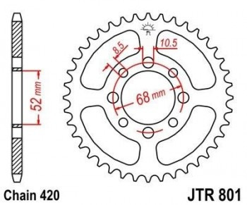 Corona JT 801 de acero con 45 dientes